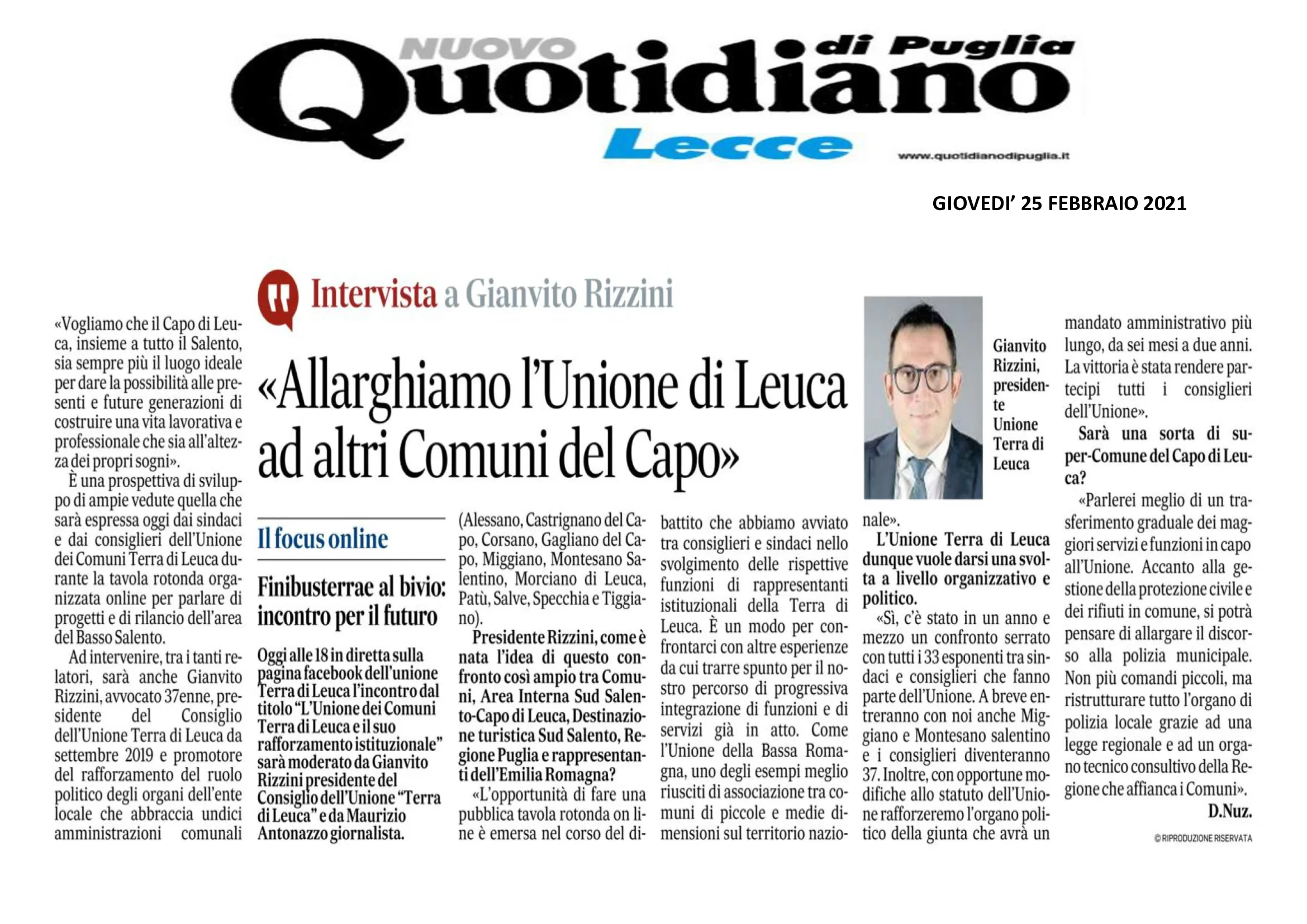 Immagine di Quotidiano di Puglia - Intervista a Gianvito Rizzini